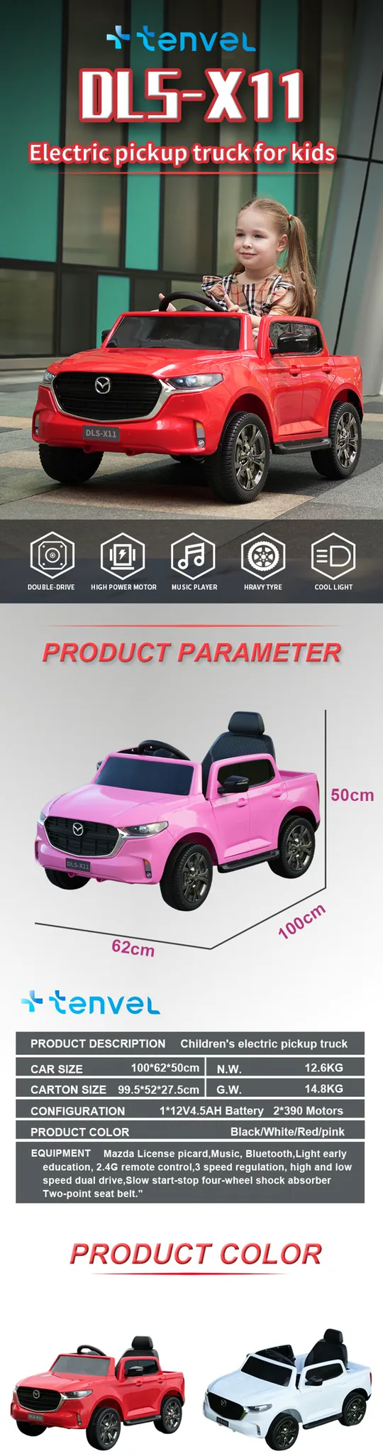 Electric Pickup Ride-On with 2.4G Remote